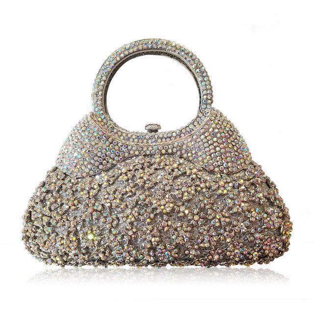 Women's Handmade Rhinestone Crystal Evening Clutch Bag