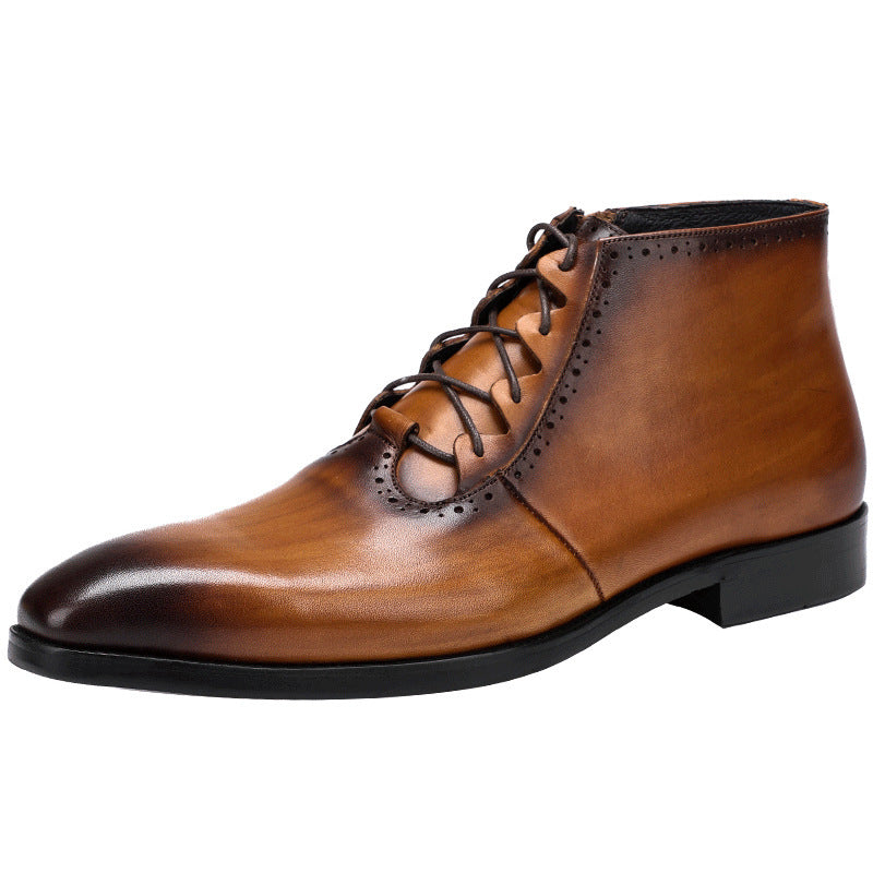 Men's Retro Leather High Top Martin Boots Black/Brown