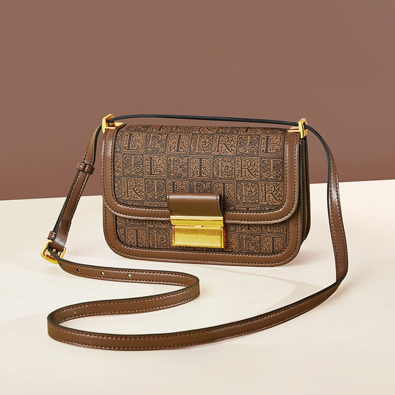 Retro Brown PU One-Shoulder Messenger Tofu Bag