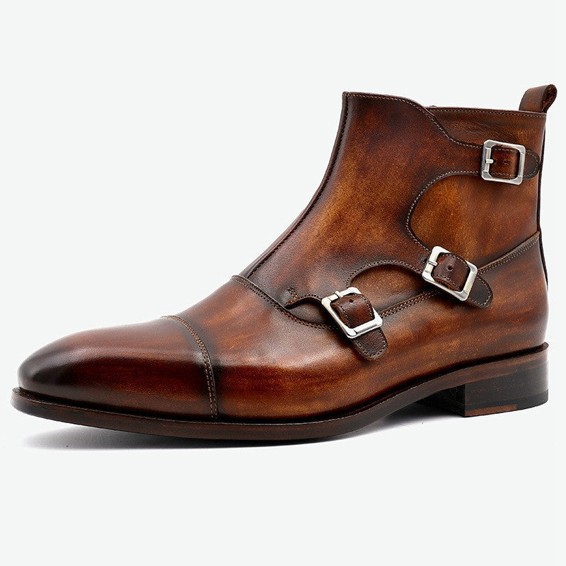 Men's Handmade Leather Breathable Casual Square Toe Shoes