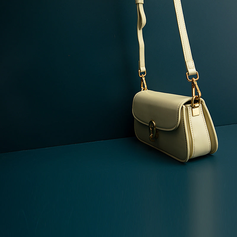 Yellow Cowhide Leather Baguette Bag with Contrast Stitch