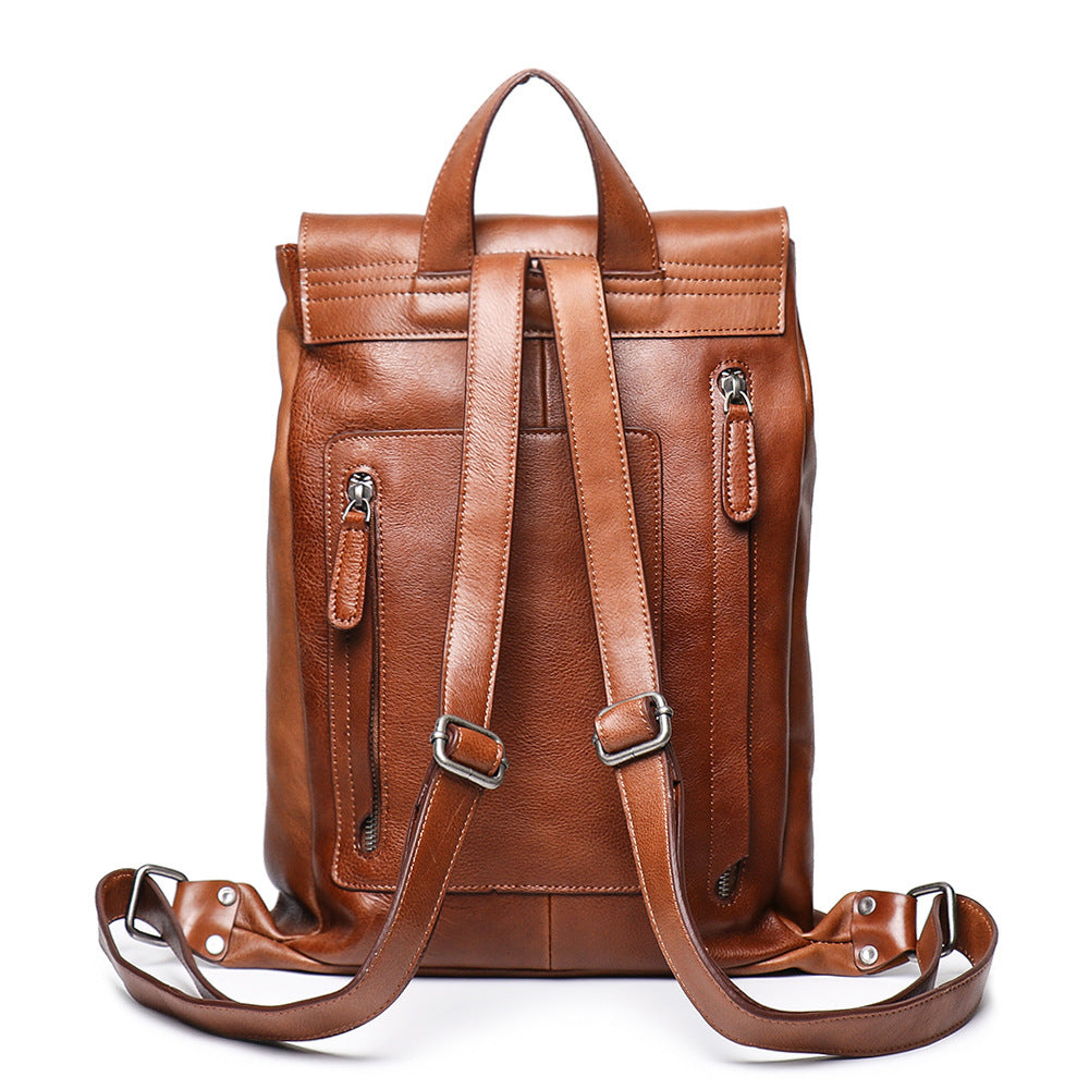 Men's Vegetable Tanned Cowhide Backpack, 12-inch