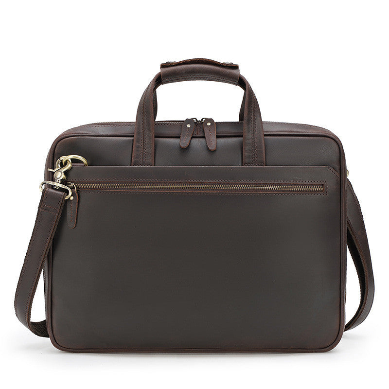 New Retro Crazy Horse Leather Briefcase Men's Ultra-thin Business Handbag