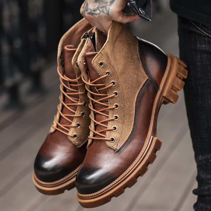Fashion Men's Vintage High Top Martin Boots Brown
