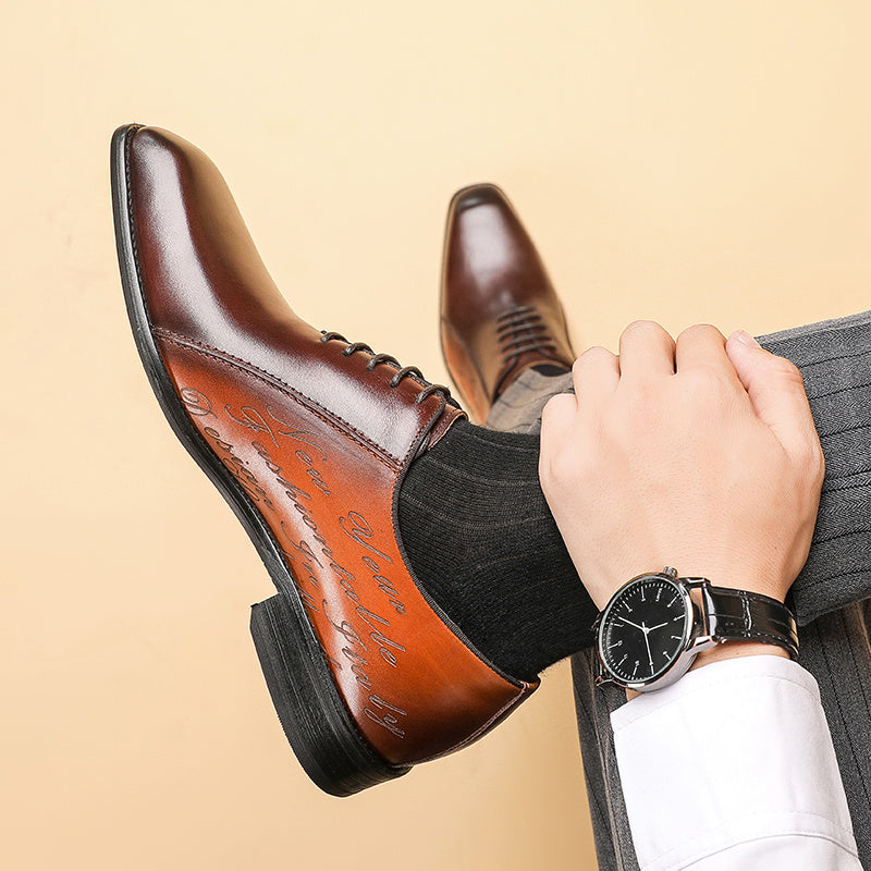 Plus Size Men’s Leather Colorblock Oxford Shoes