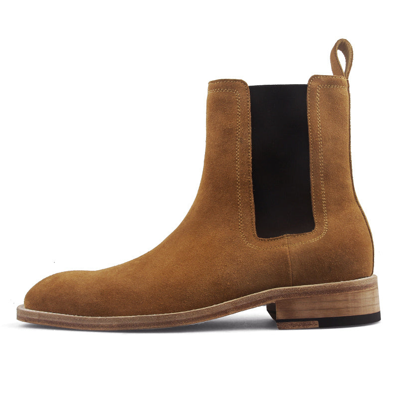 Men's Handmade Retro Leather Boots, Medium Tube Height