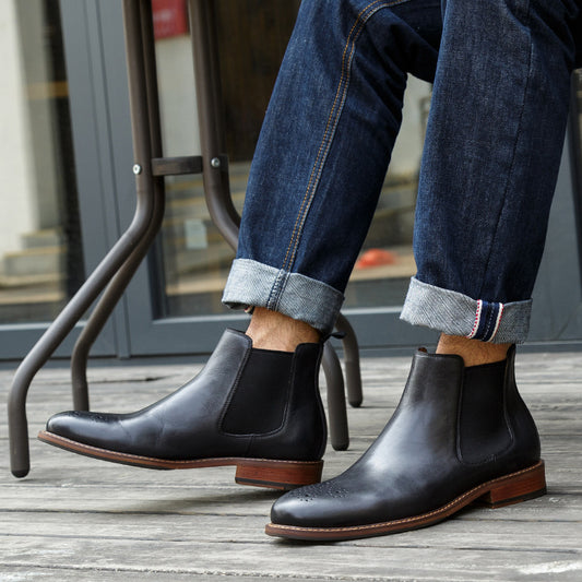 Leather Casual Short Martin Boots | Cowhide, Rubber Sole
