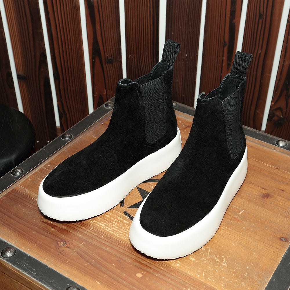 Men's Leather Height Increasing Boots | Round Toe, Black