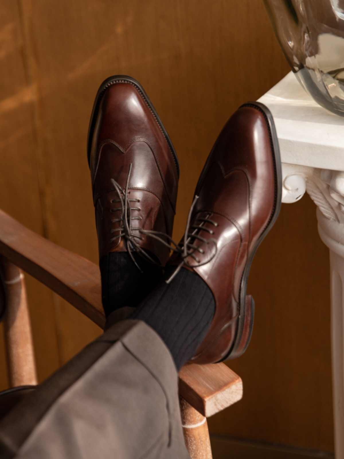 Men’s Business Formal Brogue Leather Shoes, Lace-Up