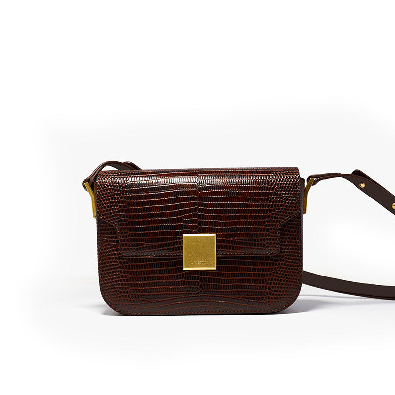 Vintage Lizard Pattern Leather Small Knight Bag