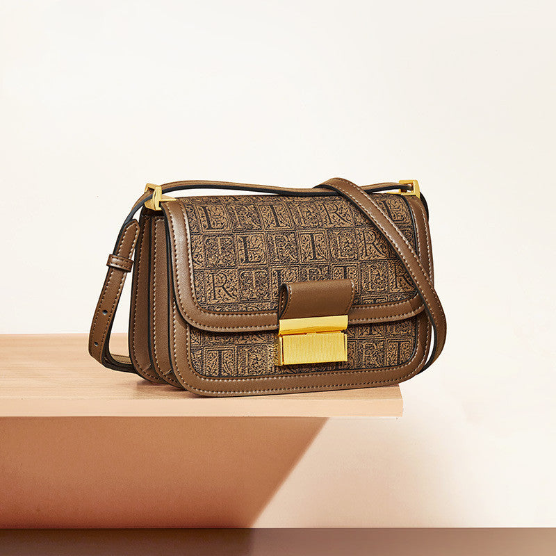 Retro Brown PU One-Shoulder Messenger Tofu Bag