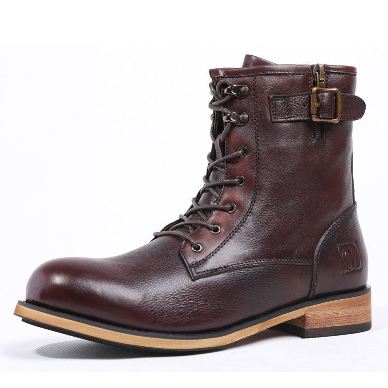 British Retro Round Toe Men's Leather Martin Boots