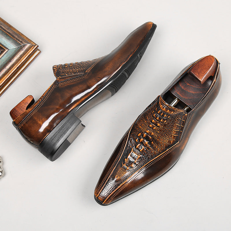 Men’s Summer Pointy Leather Shoes, Black & Brown