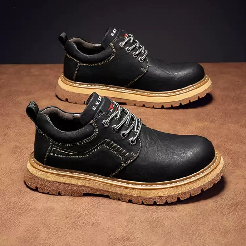 Men's Vintage Casual Leather Shoes, Lace-Up, Durable