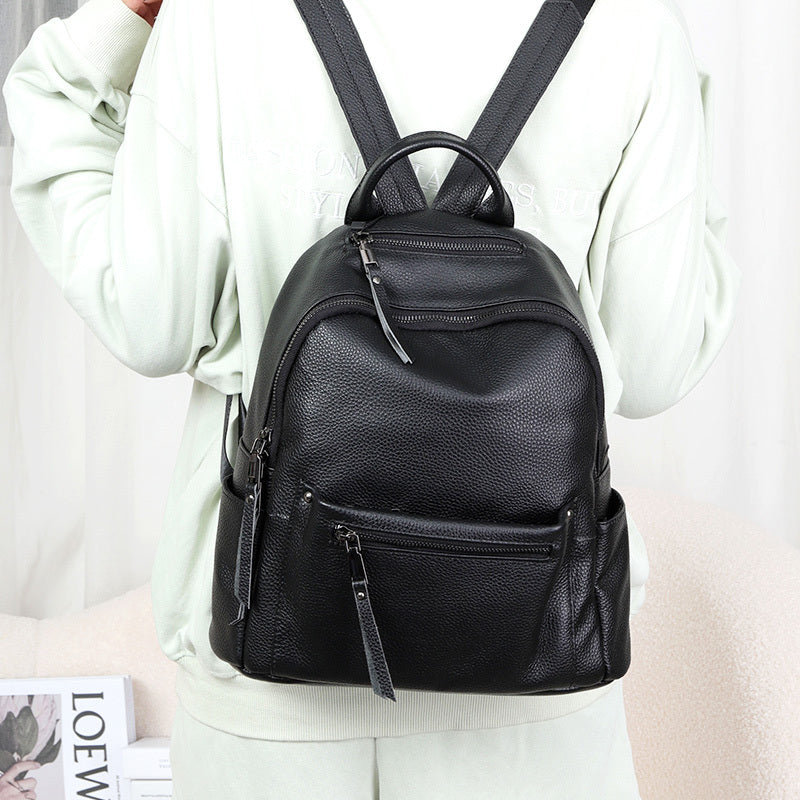 Fashion Simple Women's Genuine Cowhide Leather Backpack