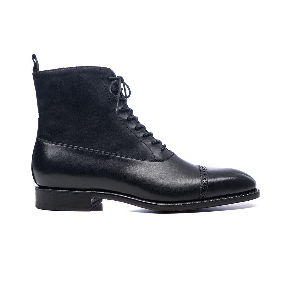 Men's English Last Carved Martin Oxford Boots, Black