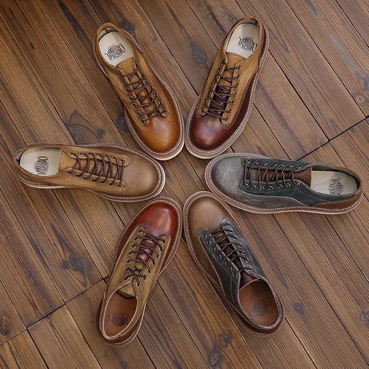 Retro Casual Low-top Leather Shoes, Breathable Flat Heel