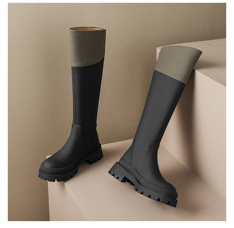 Women’s British Thick Heel High Tube Boots