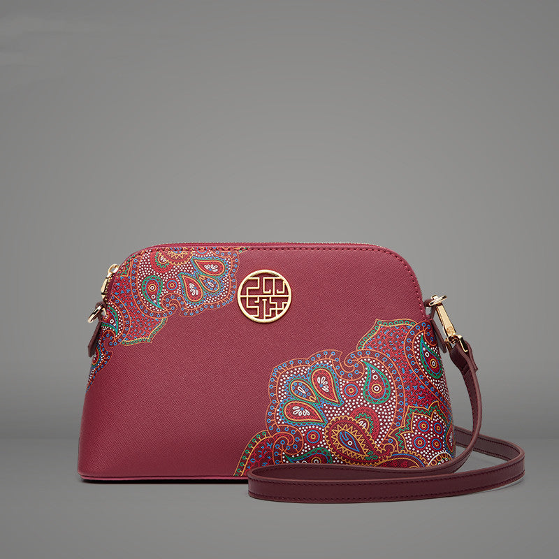 High-end Two Layer Cowhide Chinese Style Shoulder Bag