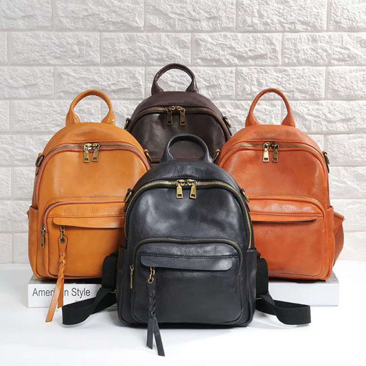 Retro Soft Two-Layer Cowhide Leather Backpack