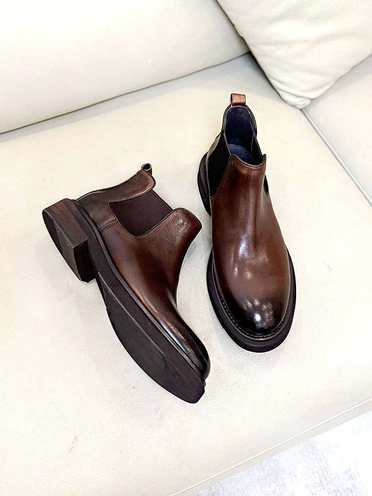 Men's Genuine Leather High-Top Martin Boots Thick Sole