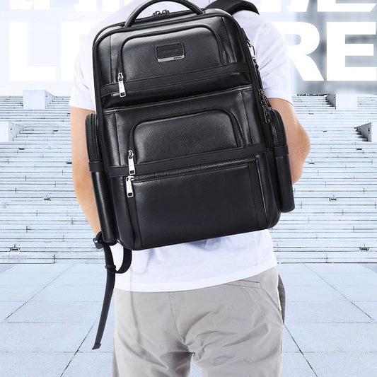 Genuine Leather Men's Commuter Backpack 20-35L
