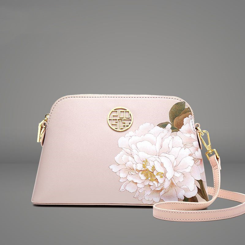 High-end Two Layer Cowhide Chinese Style Shoulder Bag