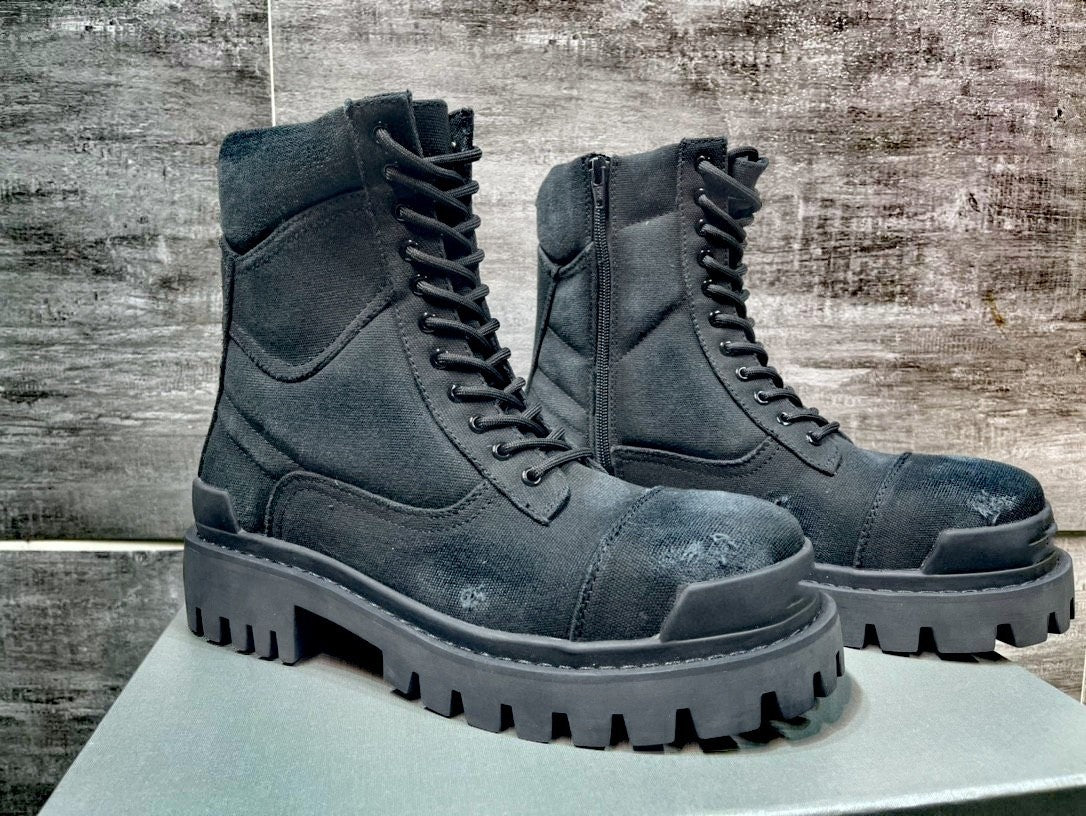 Men's Round Toe Mid-Calf Canvas Dr Martens Boots