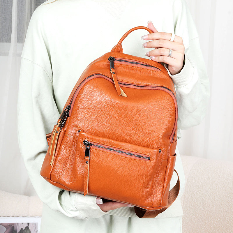 Fashion Simple Women's Genuine Cowhide Leather Backpack