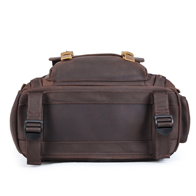 Crazy Horse Leather Camera Shoulder Bag, Retro Style