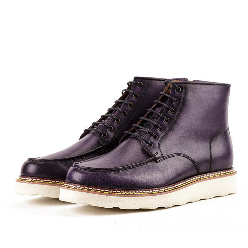 High-Top Korean Men’s Leather Tooling Boots