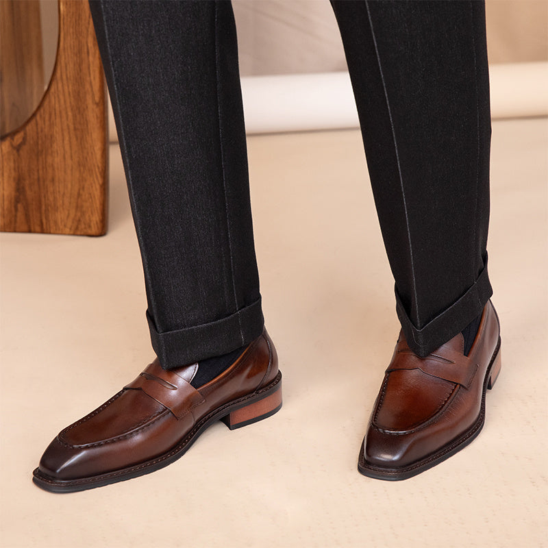 Men’s Outdoor Leisure Leather Shoes, Square Toe