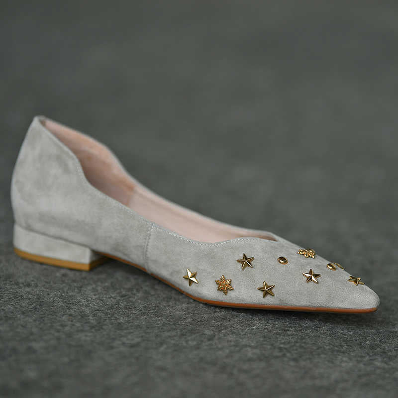 Frosted Cashmere Slip-On Pumps - Low Heel Gray