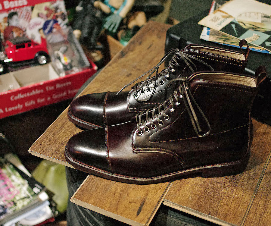 Three Joint Gentleman Suit Leather Boots, Tie Wrap
