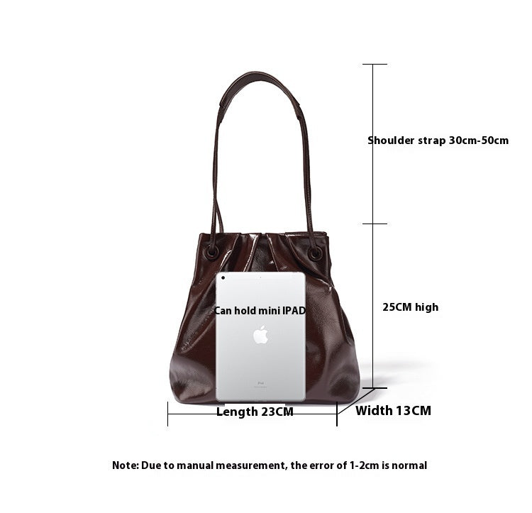 Women's Oil Wax Leather Drawstring Bucket Bag - Multi Color
