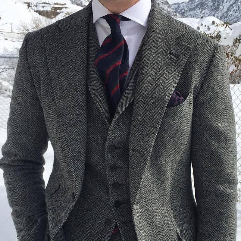 Men's Grey Wool Tweed Blazer & Pant Set