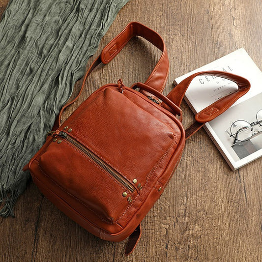 Cowhide Water-Resistant Polished Backpack - Unisex