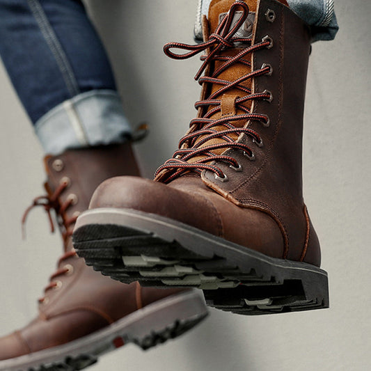 Men's Outdoor Motorcycle Martin Boots - Mid Heel