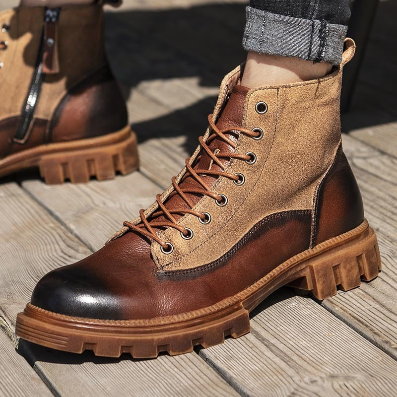 Fashion Men's Vintage High Top Martin Boots Brown