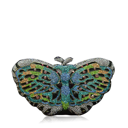 Women's Handmade Butterfly Rhinestone Chain Clutch Bag