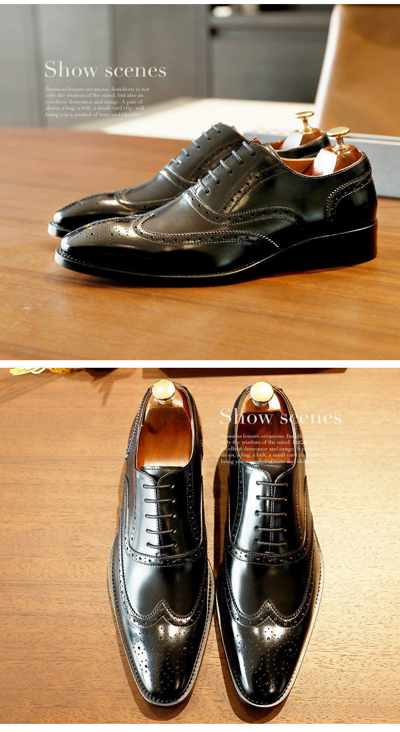 Men's Cowhide Leather Business Formal British Korean