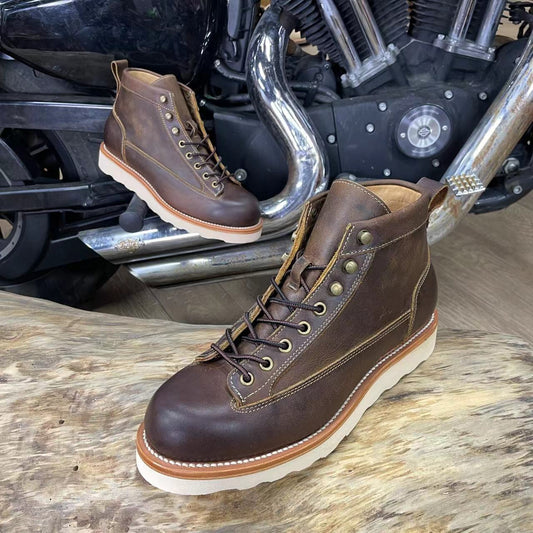 Retro Men's High-Top Motorcycle Boots | Goodyear Welt