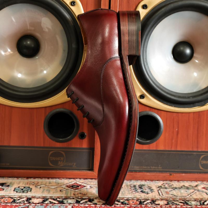 Goodyear Handmade Wine Red Pointed Toe Men's Shoes