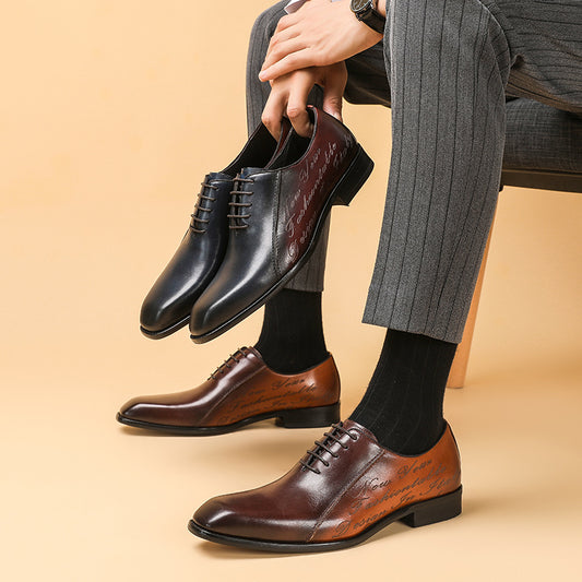 Plus Size Men’s Leather Colorblock Oxford Shoes