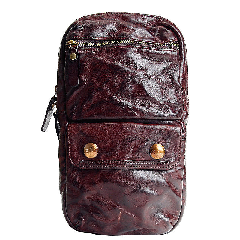 Vegetable Tanned Cow Leather Men’s Chest Bag, Medium