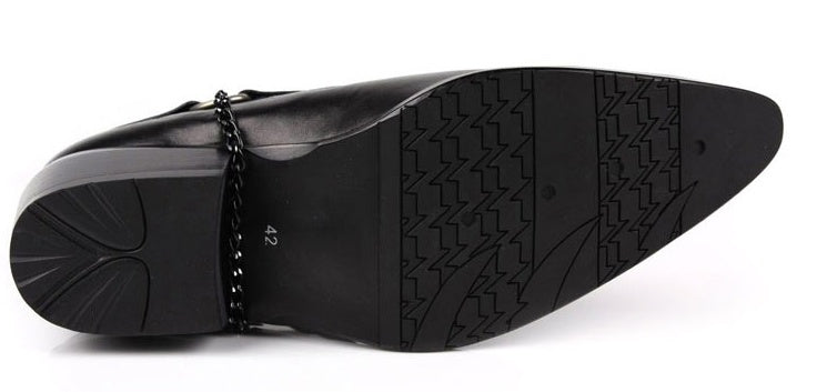 Men's British Pointed Toe Leather Motorcycle Boots