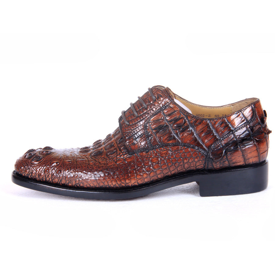 Shining Brown Crocodile Leather Korean Business Shoes