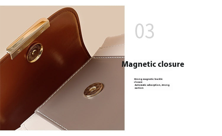 Women's Crossbody Shell Bag, Contrast Color Leather