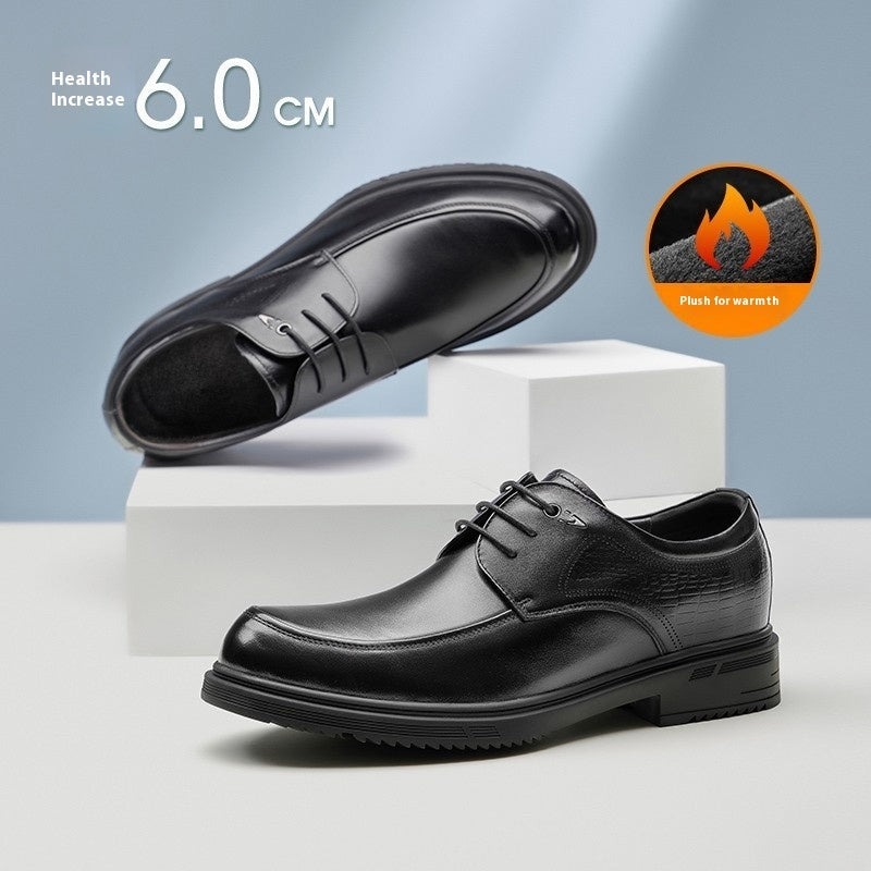 Men’s Height Increasing Cowhide Leather Derby Shoes