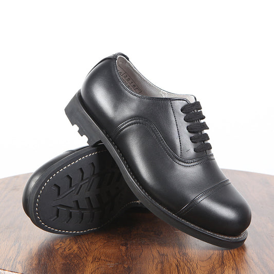 Men's Three Connector Lace-Up Leather Shoes Black